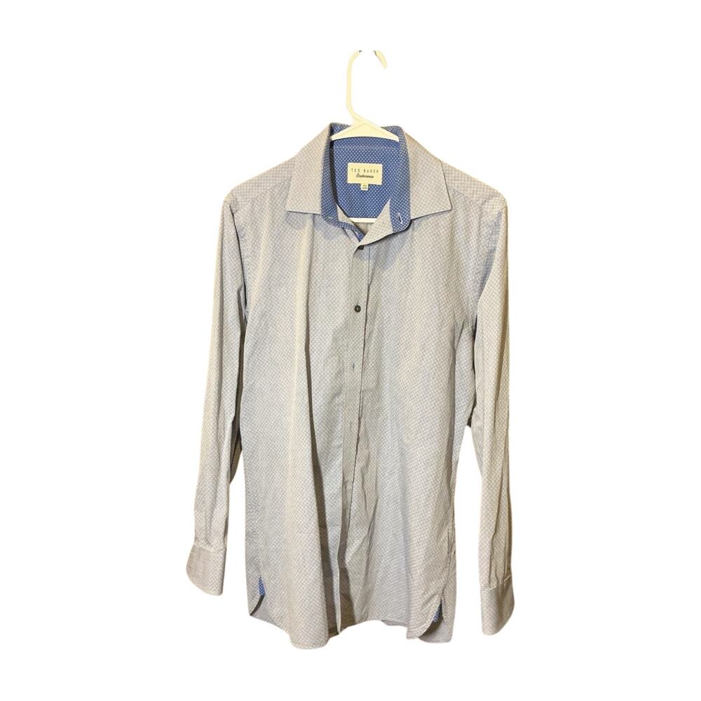 Ted Baker Endurance Blue Checkered Button Up Shirt Size M 15.5 / 32 33 - Picture 1 of 3